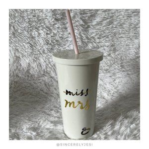 kate spade ▪ Preppy Wedding Cream Bridal Miss to Mrs. Cold Drink Tumbler